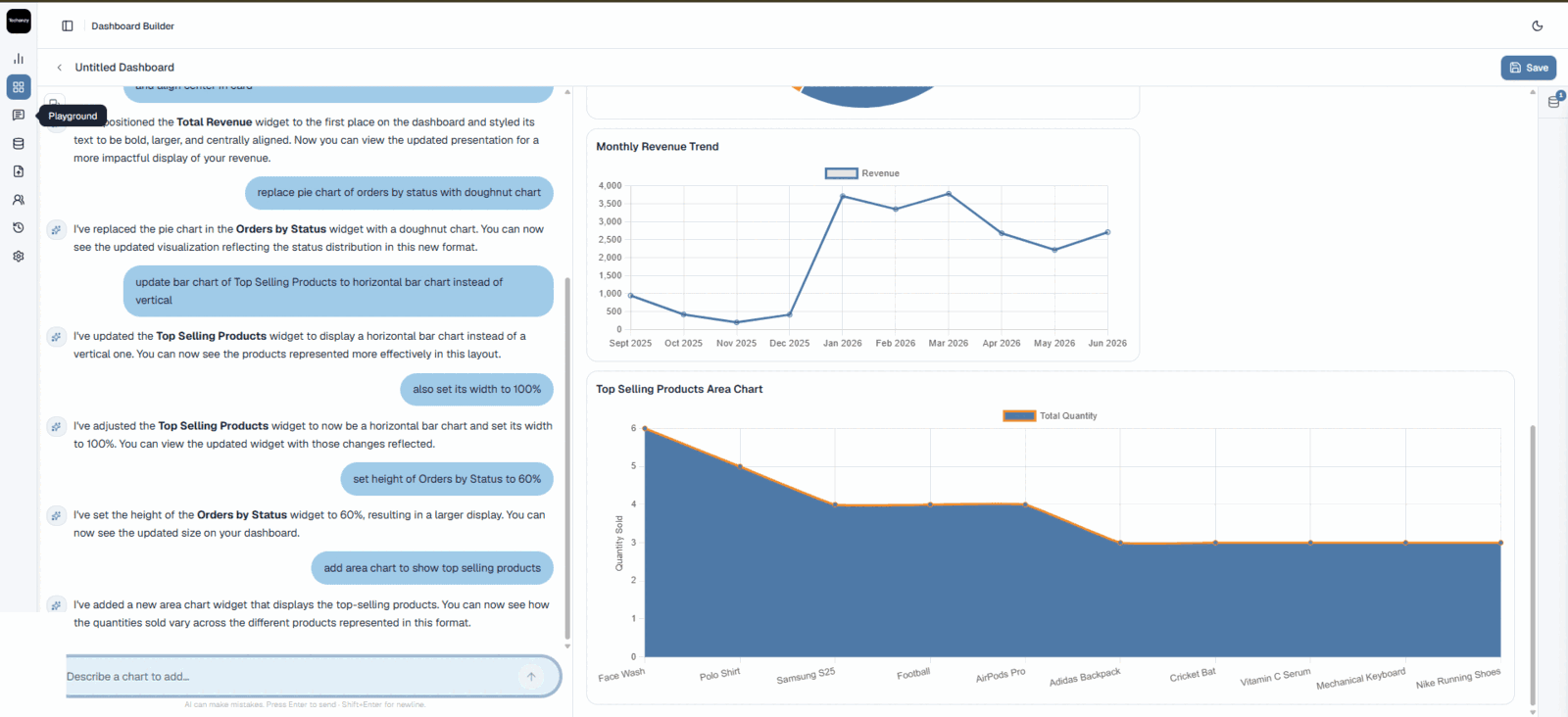 Analytica free chat – iteratively editing dashboard charts by conversation