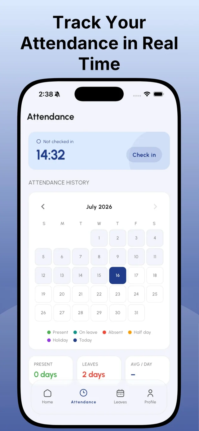 HR 101 app attendance – check in and monthly attendance history