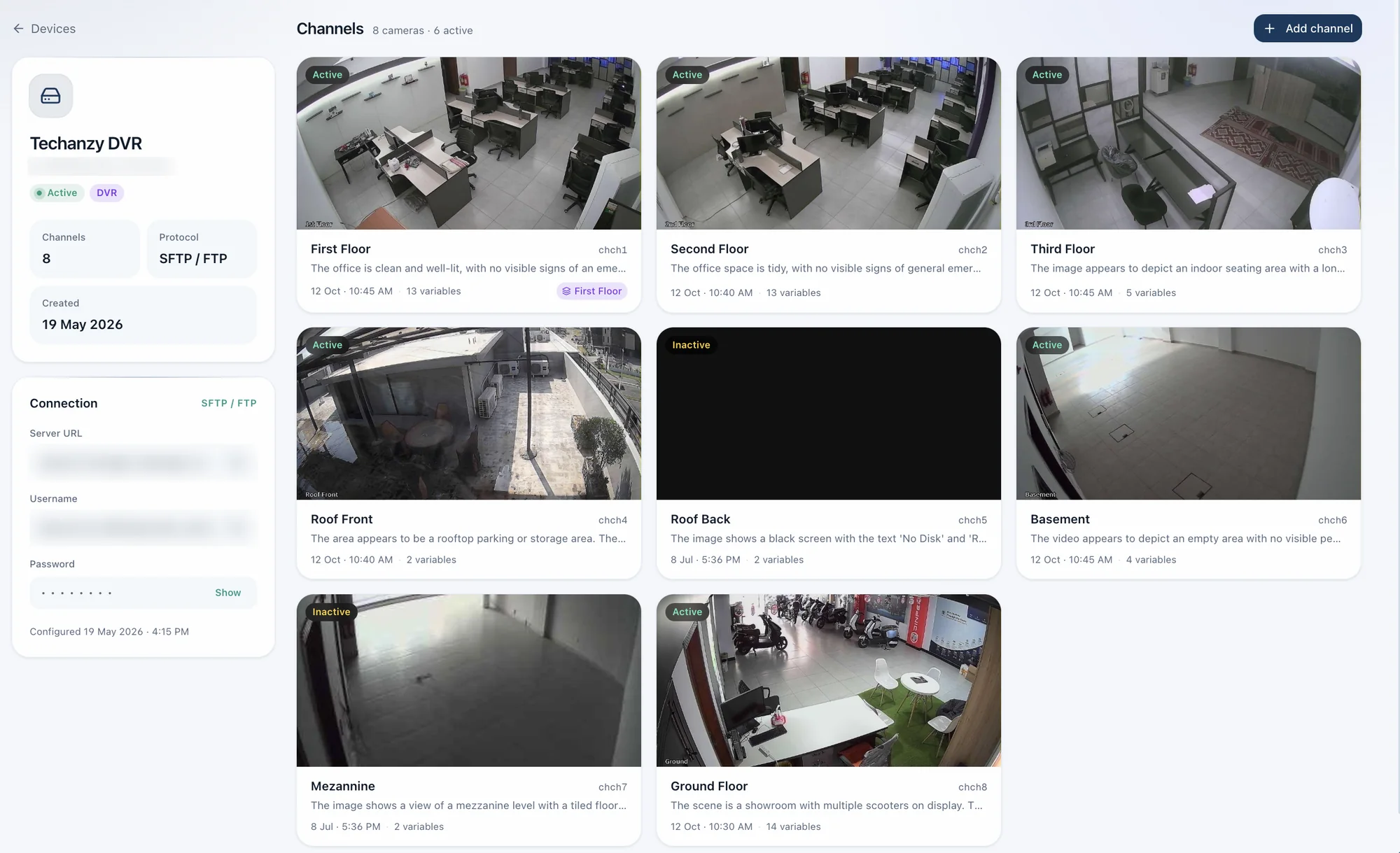 شاشة الأجهزة في Lenscope: جهاز DVR واحد بثماني قنوات كاميرا