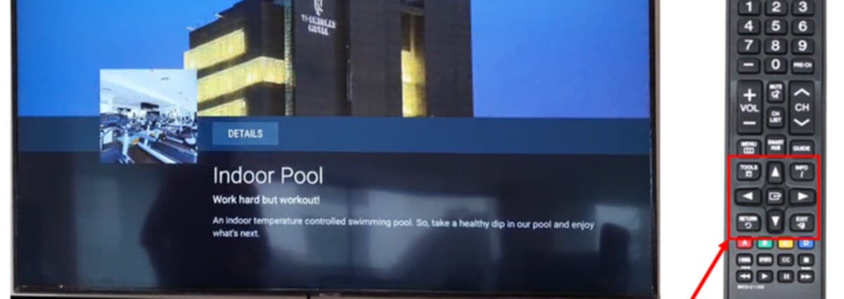 واجهة IPTV المخصصة لفندق Nishat على تلفاز إحدى غرف الضيوف